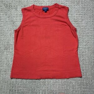 Pendleton Vintage Minimalist Sleeveless Knit Orange Tank Top Size L Petite